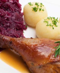 Portion Entenbraten mit Beilagen für 1 Person